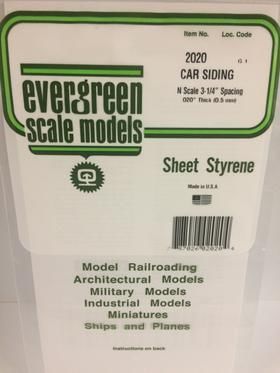 Evergreen Plastics 2020 Freight Car Siding .020 N