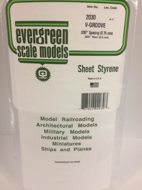 Evergreen Plastics 2030 V-Groove Styr Plast .030\"