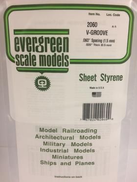 Evergreen Plastics 2060 V-Groove Styr Plast .060\" - Click Image to Close