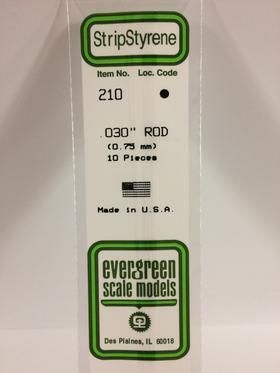 Evergreen Plastics 210 Rod .030\" (10) - Click Image to Close