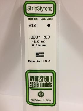 Evergreen Plastics 212 Rod.080\" (6)