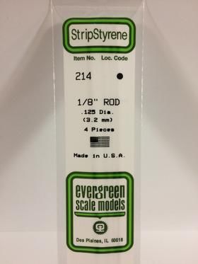 Evergreen Plastics 214 Rod 1/8\" .125\" (4) - Click Image to Close