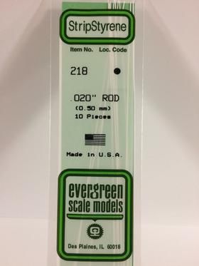 Evergreen Plastics 218 Rod .020\" (10) - Click Image to Close