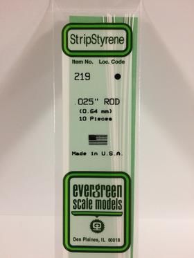 Evergreen Plastics 219 Rod .025\" (10)