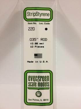 Evergreen Plastics 220 Rod .035\" (10) - Click Image to Close