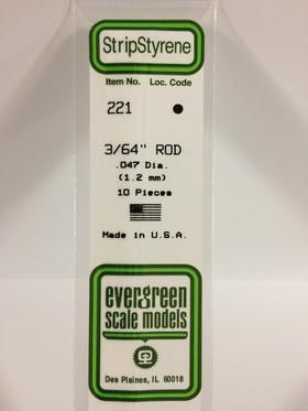 Evergreen Plastics 221 Rod 3/64\" .047\" (10)