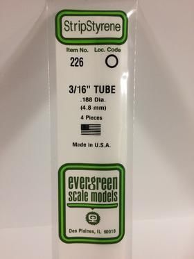 Evergreen Plastics 226 Tube 3/16\" .187\" (4)