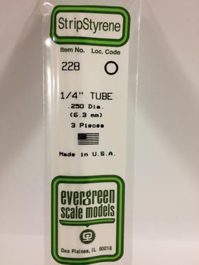 Evergreen Plastics 228 Tube 1/4\" .250\" (3) - Click Image to Close