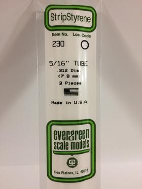 Evergreen Plastics 230 Tube 5/16\" .312\" (3) - Click Image to Close