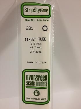 Evergreen Plastics 231 Tube 11/32\" .343\" (2) - Click Image to Close