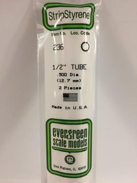 Evergreen Plastics 236 Tube 1/2\" .500\" (2) - Click Image to Close