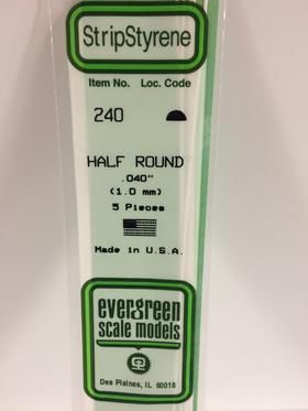 Evergreen Plastics 240 Half Round .040\" (5)