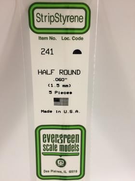 Evergreen Plastics 241 Half Round .060\" (5) - Click Image to Close