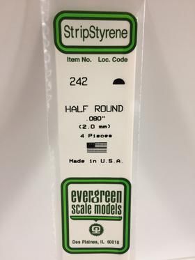 Evergreen Plastics 242 Half Round .080\" (4)