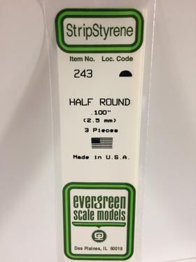 Evergreen Plastics 243 Half Round.100\" (3)