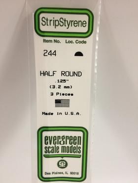 Evergreen Plastics 244 Half Round 1/8\" .125\" (3)