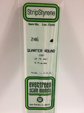 Evergreen Plastics 246 Quarter Round .030\" (5) - Click Image to Close