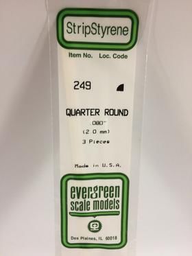 Evergreen Plastics 249 Quarter Round .080\" (3)