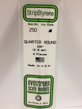 Evergreen Plastics 250 Quarter Round .100\" (3) - Click Image to Close