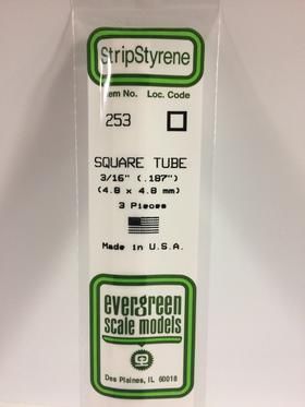 Evergreen Plastics 253 Squ Tube .187\" 3/16\" (3) - Click Image to Close