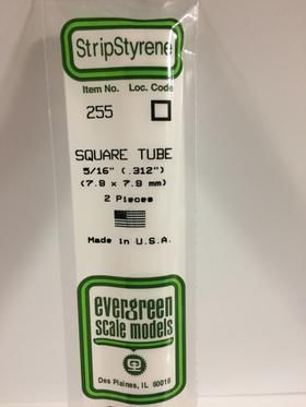 Evergreen Plastics 255 Squ Tube .312\" 5/16\" (2)