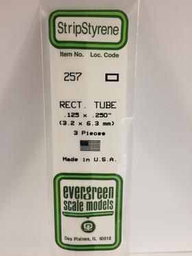 Evergreen Plastics 257 Rect Tube .125X.250\" (3)