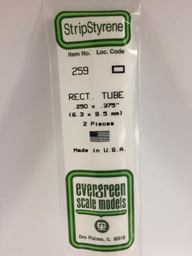 Evergreen Plastics 259 Rect Tube .250X.375\" (2)