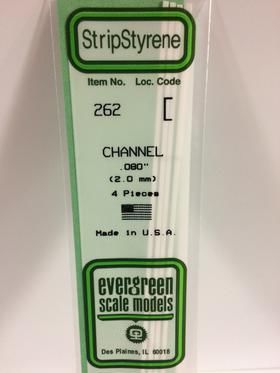 Evergreen Plastics 262 Channel .080\" 2.0MM (4) - Click Image to Close