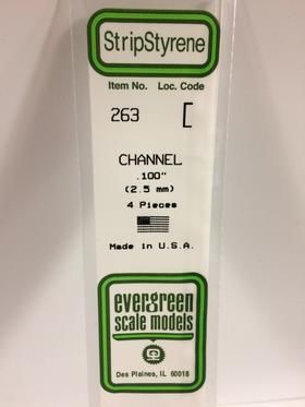 Evergreen Plastics 263 Channel .100\" 2.5MM (4)