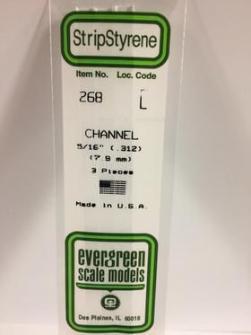 Evergreen Plastics 268 Channel .312\" 7.9MM (3) - Click Image to Close