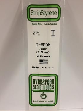 Evergreen Plastics 271 I-Beam .060\" 1.5MM (4) - Click Image to Close