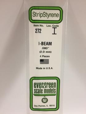 Evergreen Plastics 272 I-Beam .080\" 2.0MM (4) - Click Image to Close