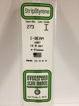 Evergreen Plastics 273 I-Beam .100\" 2.5MM (4)