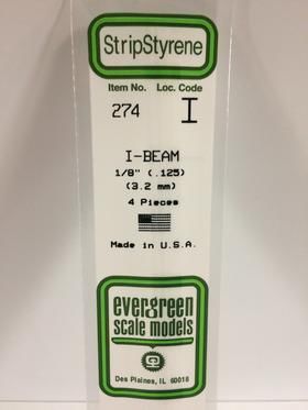 Evergreen Plastics 274 I-Beam .125\" 3.2MM (4)