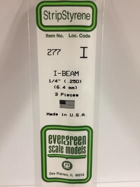 Evergreen Plastics 277 I-Beam .250\" 6.4MM (3)