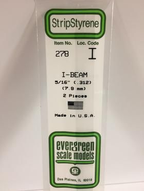 Evergreen Plastics 278 I-Beam .312\" 7.9MM (2)