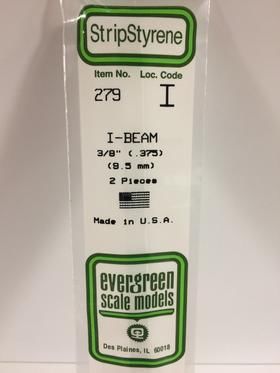 Evergreen Plastics 279 I-Beam .375\" 3/8\" (2) - Click Image to Close