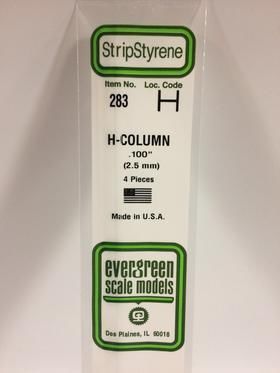 Evergreen Plastics 283 H-Column .100\" 2.5MM (4)