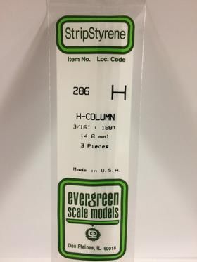 Evergreen Plastics 286 H-Column .188\" 4.8MM (3)