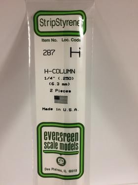 Evergreen Plastics 287 H-Column .250\" 6.4MM (2)