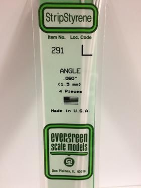 Evergreen Plastics 291 Angle .060\" 1.5MM (4)