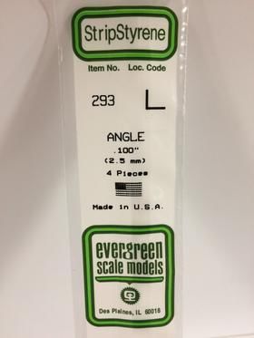 Evergreen Plastics 293 Angle .100\" 2.5MM (4)