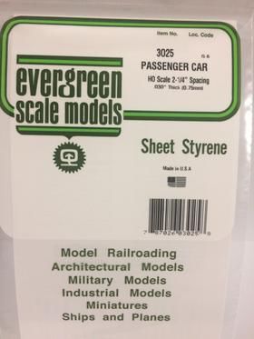 Evergreen Plastics 3025 Passenger Car Siding HO