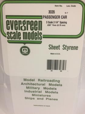 Evergreen Plastics 3035 Passenger Car Siding S - Click Image to Close