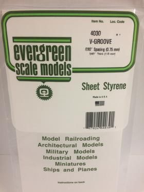 Evergreen Plastics 4030 V-Groove Styr Plast .030\"