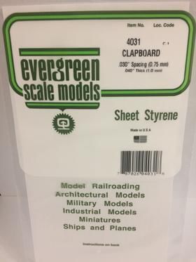 Evergreen Plastics 4031 Clapboard Styr Plast .030\" - Click Image to Close