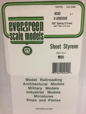 Evergreen Plastics 4040 V-Groove Styr Plast .040\" - Click Image to Close