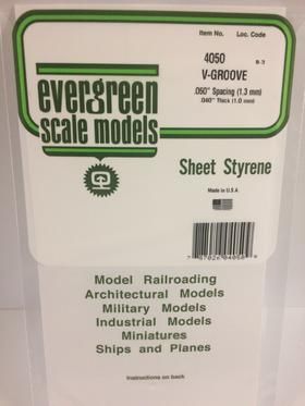 Evergreen Plastics 4050 V-Groove Styr Plast .050\"