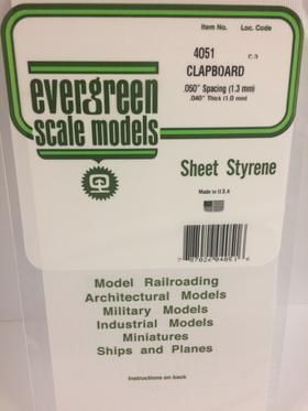 Evergreen Plastics 4051 Clapboard Styr Plast .050\" - Click Image to Close