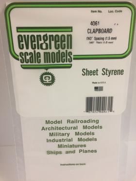 Evergreen Plastics 4061 Clapboard Styr Plast .060\"